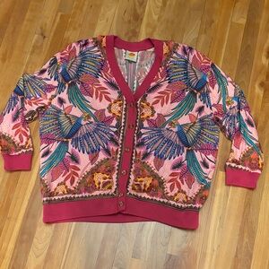 FARM Rio Multicolor Bird Print Cardigan